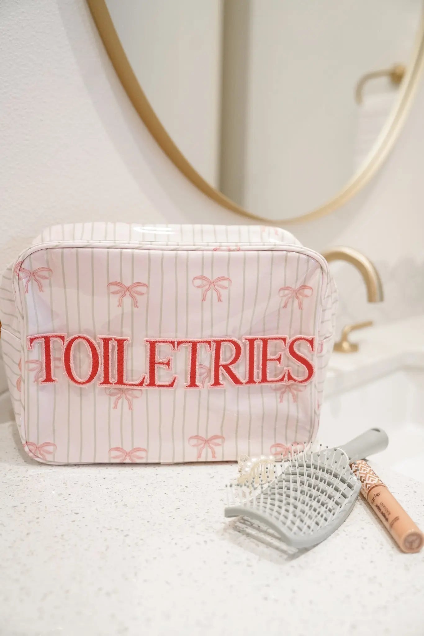 Toiletries - Pink Ribbons Clear Coat XL Bag KenzKustomz