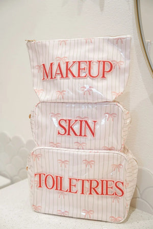 Toiletries - Pink Ribbons Clear Coat XL Bag KenzKustomz