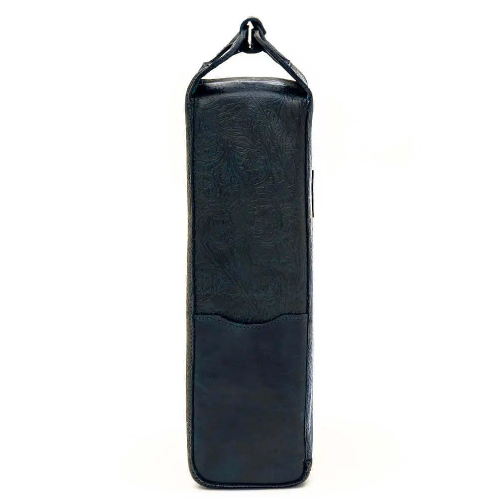 Tooled Leather Two Bottle Wine Carrier Mission Mercantile Leather Goods
