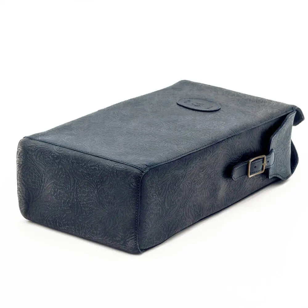 Tooled Leather Two Bottle Wine Carrier Mission Mercantile Leather Goods