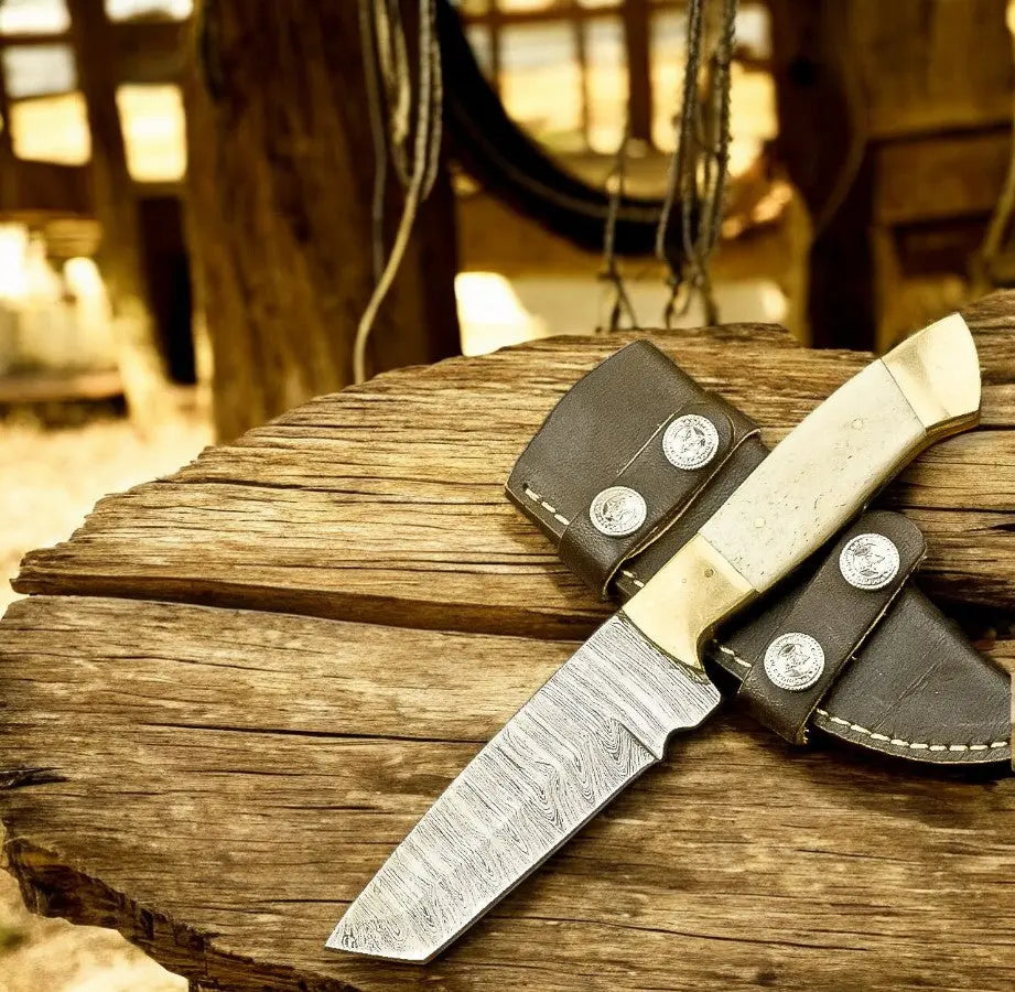 Traditional Cowboy Knife – Damascus Tanto Damascus Knife Store