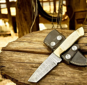 Traditional Cowboy Knife – Damascus Tanto Damascus Knife Store