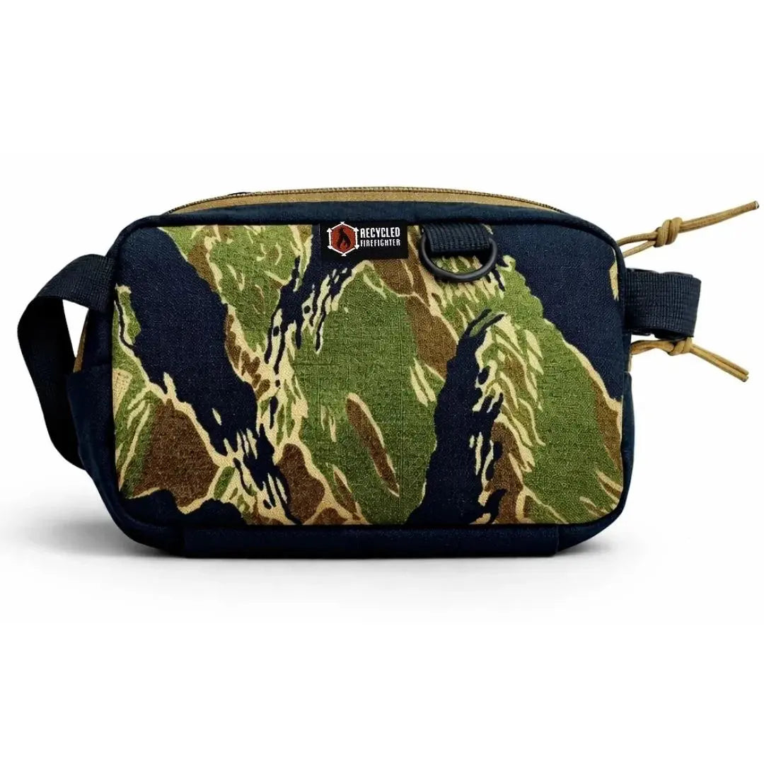 Tiger stripe camouflage fanny pack with Cordura fabric.