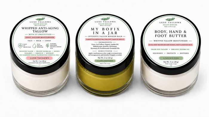 Luxe Tallows Whipped Tres Starter Collection — 3-Piece Tallow Skincare Set | 3 x 1 oz