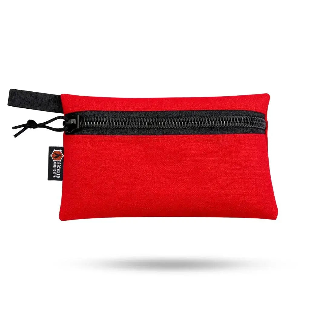Truckie Medium red zippered pouch with black zipper and label