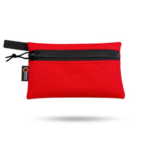 Truckie Medium red zippered pouch with black zipper and label