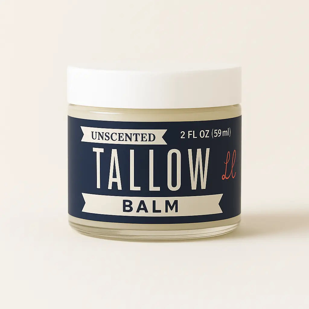 Unscented Tallow Balm | Natural Beef Tallow Vitamin E, Jojoba Moisturizer for Face & Body |Clean, Preservative-Free Skincare by Lady May The Lady May