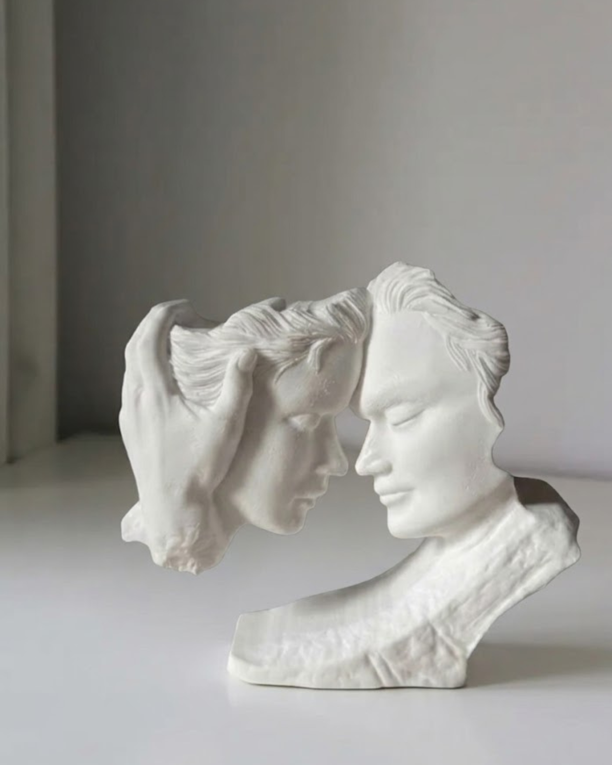 Lovers abstract matte white figurative sculpture by Believe Candle