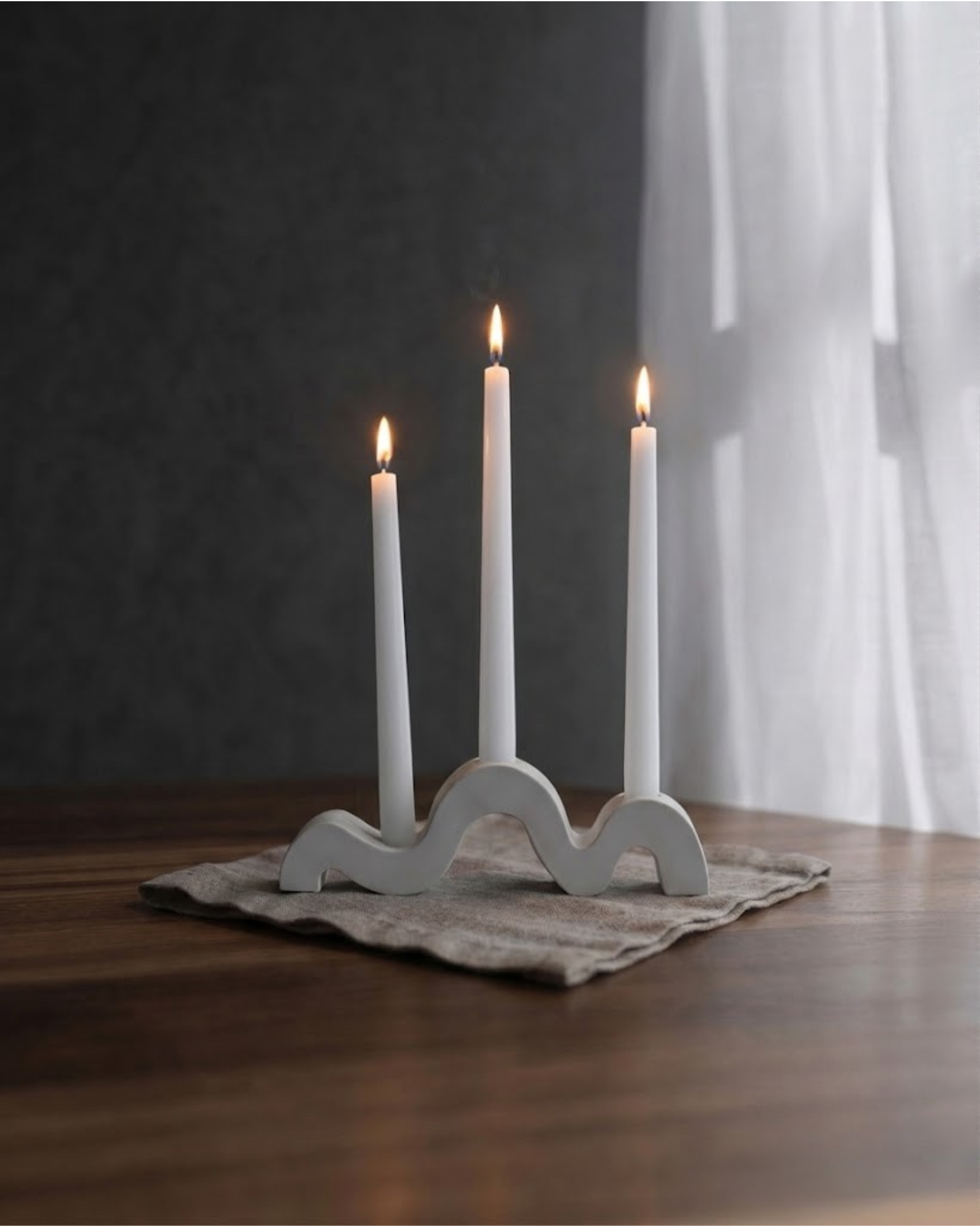 Wave Sculptural Taper Candle Holder