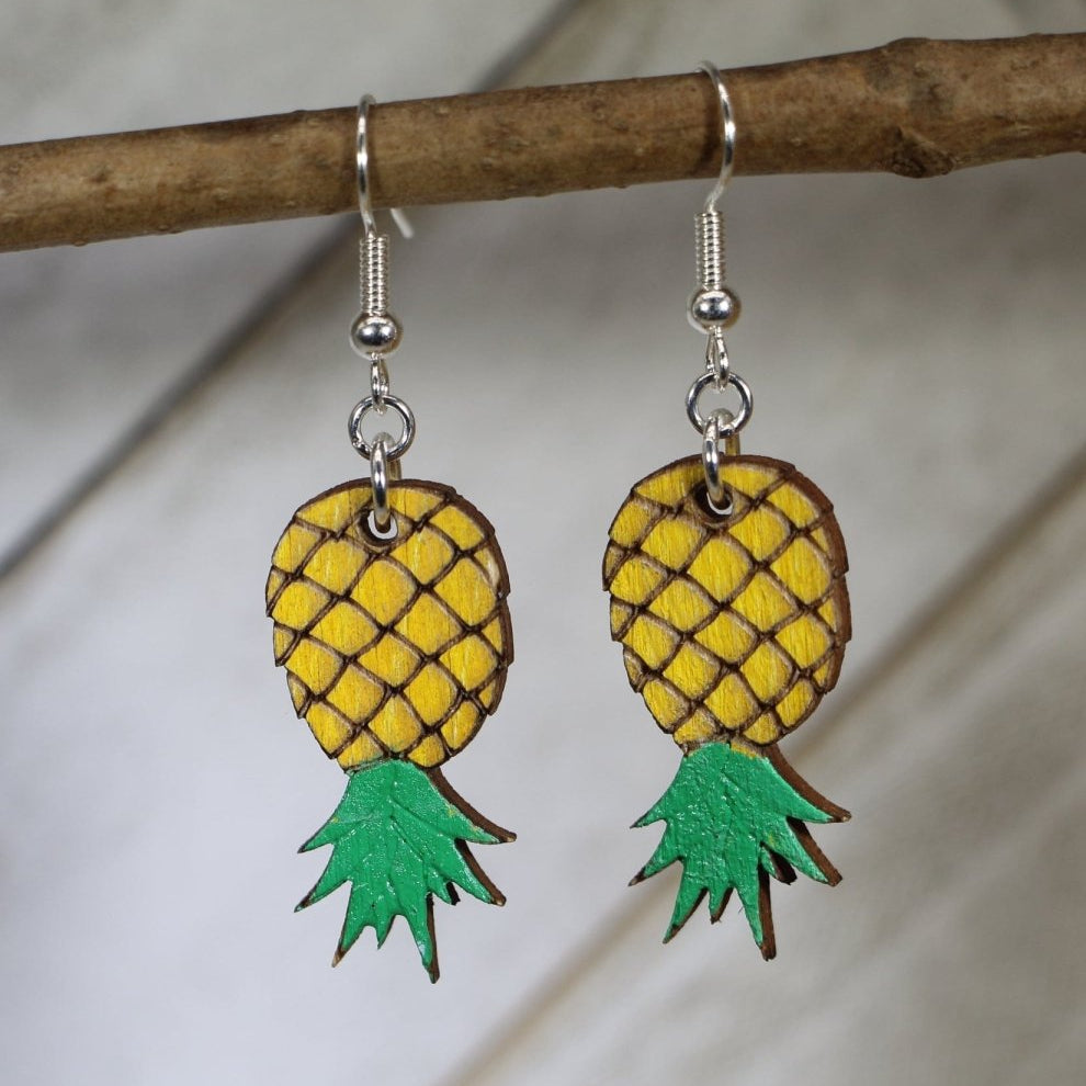 Upside Down Pineapple Wooden Earrings | Swinger Lifestyle Jewelry