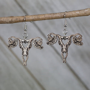 Uterus Wooden Earrings | Feminist Anatomy Statement Jewelry