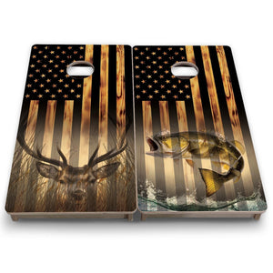 Hidden Deer & Fish Flag - Mini or Vacation Size Cornhole Boards Cornhole Solutions
