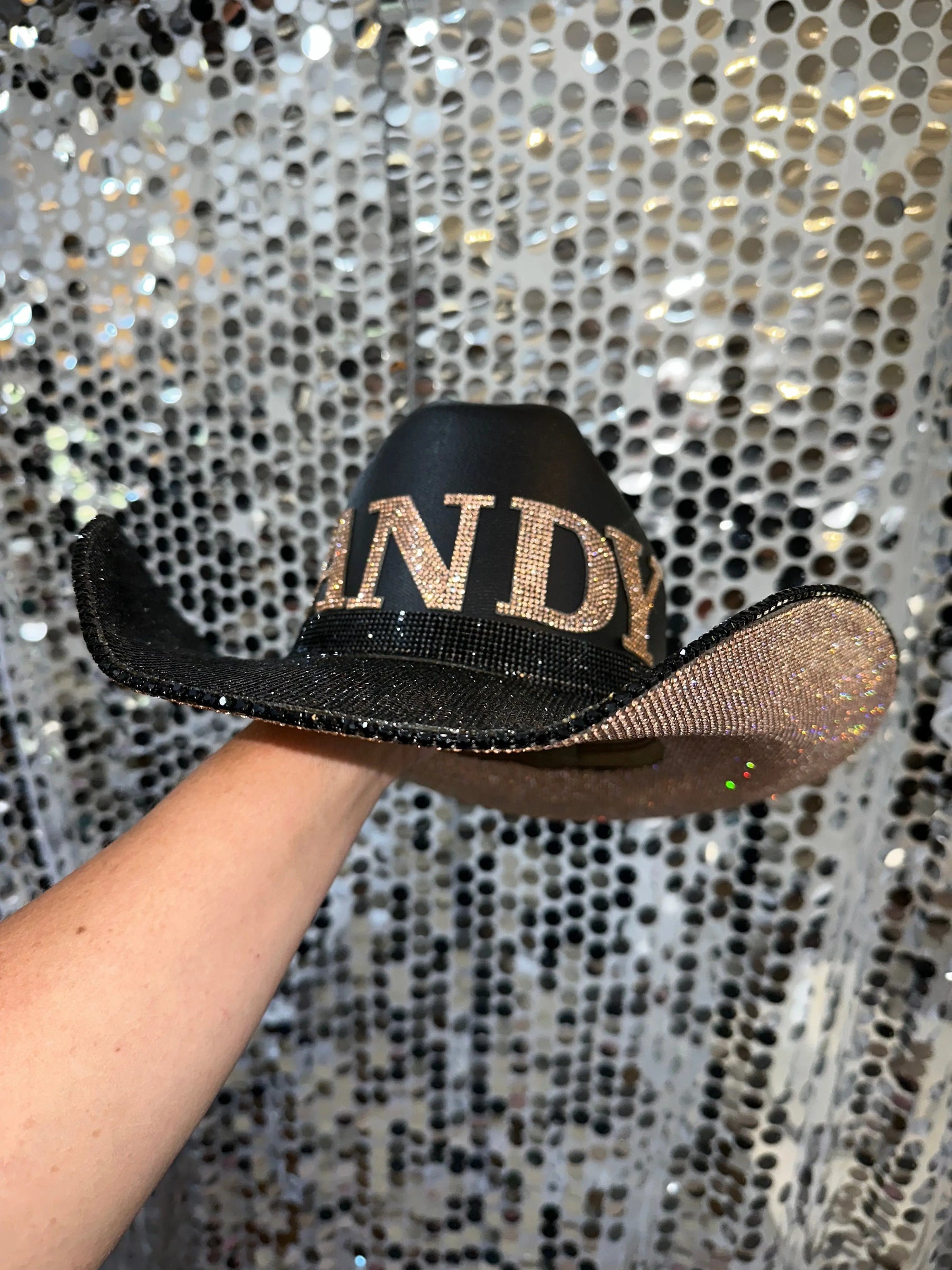 Vanderbilt Vandy rhinestone cowboy hat with champagne letters