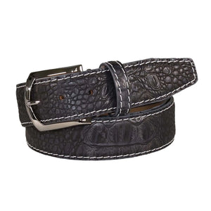 Vintage Gray Mock Croc Leather Belt by Roger Ximenez handmade in Miami