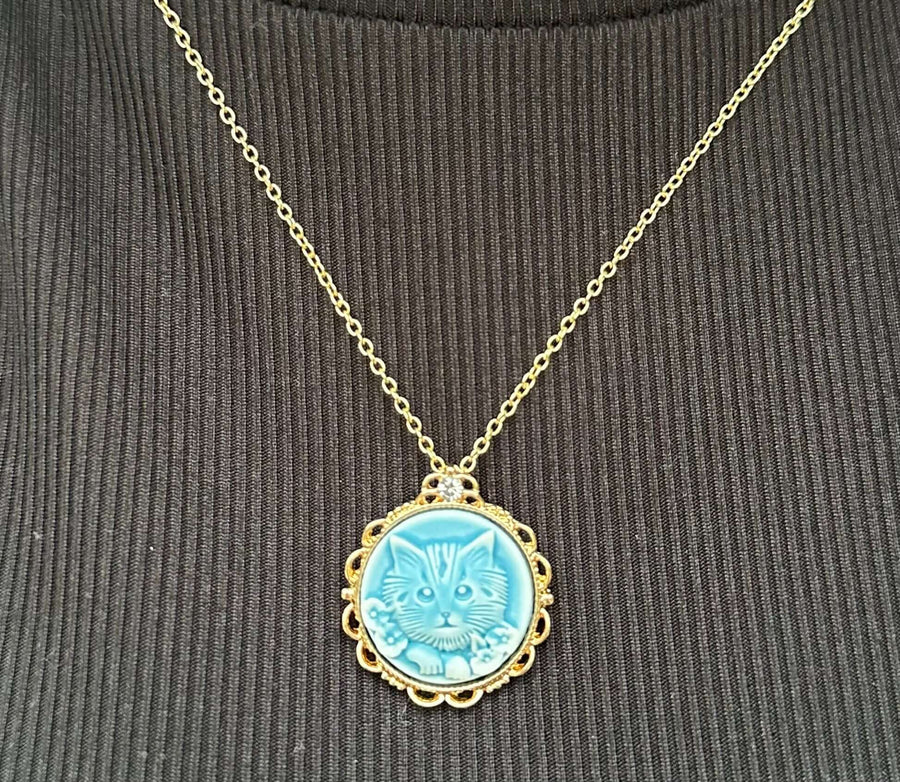 Vintage Kitty Necklace | Cottagecore Cat Jewelry Gift