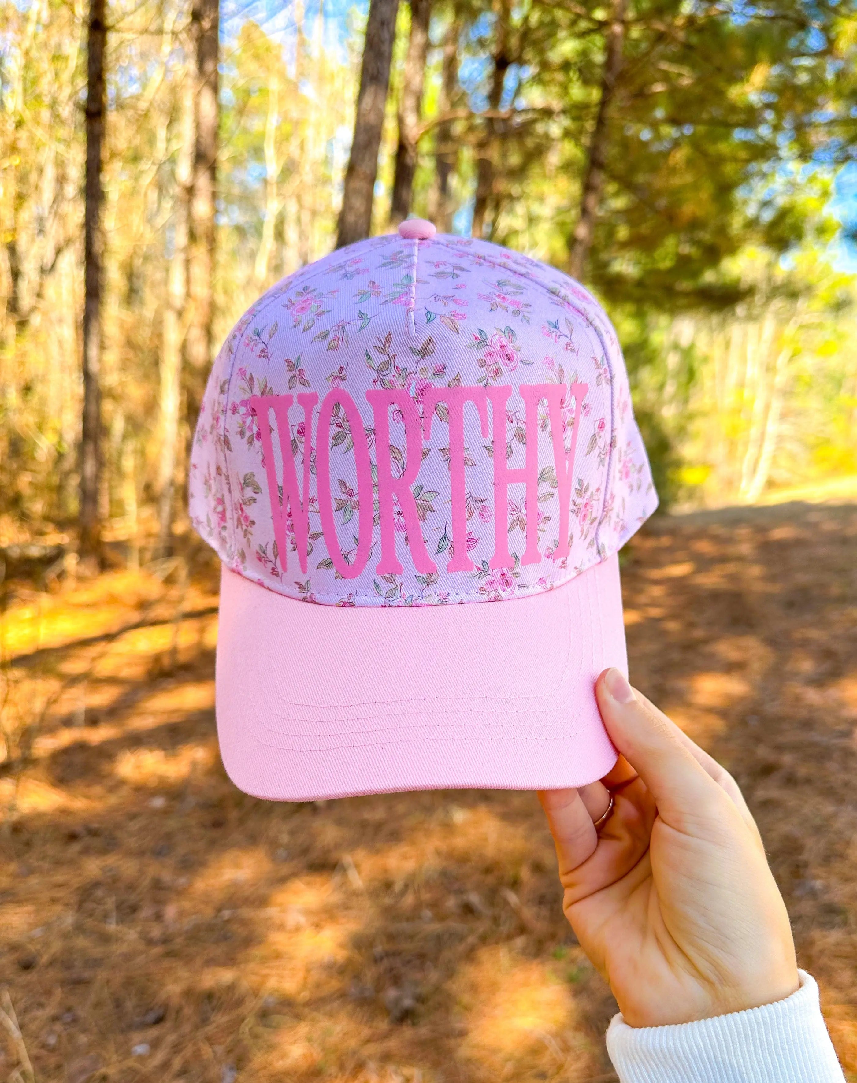 WORTHY Floral Light Pink Trucker Hat Southern Bliss Company