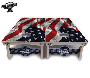 Wavy Distressed Flag Cornhole Boards - Pro Solution Elite Series Cornhole Solutions