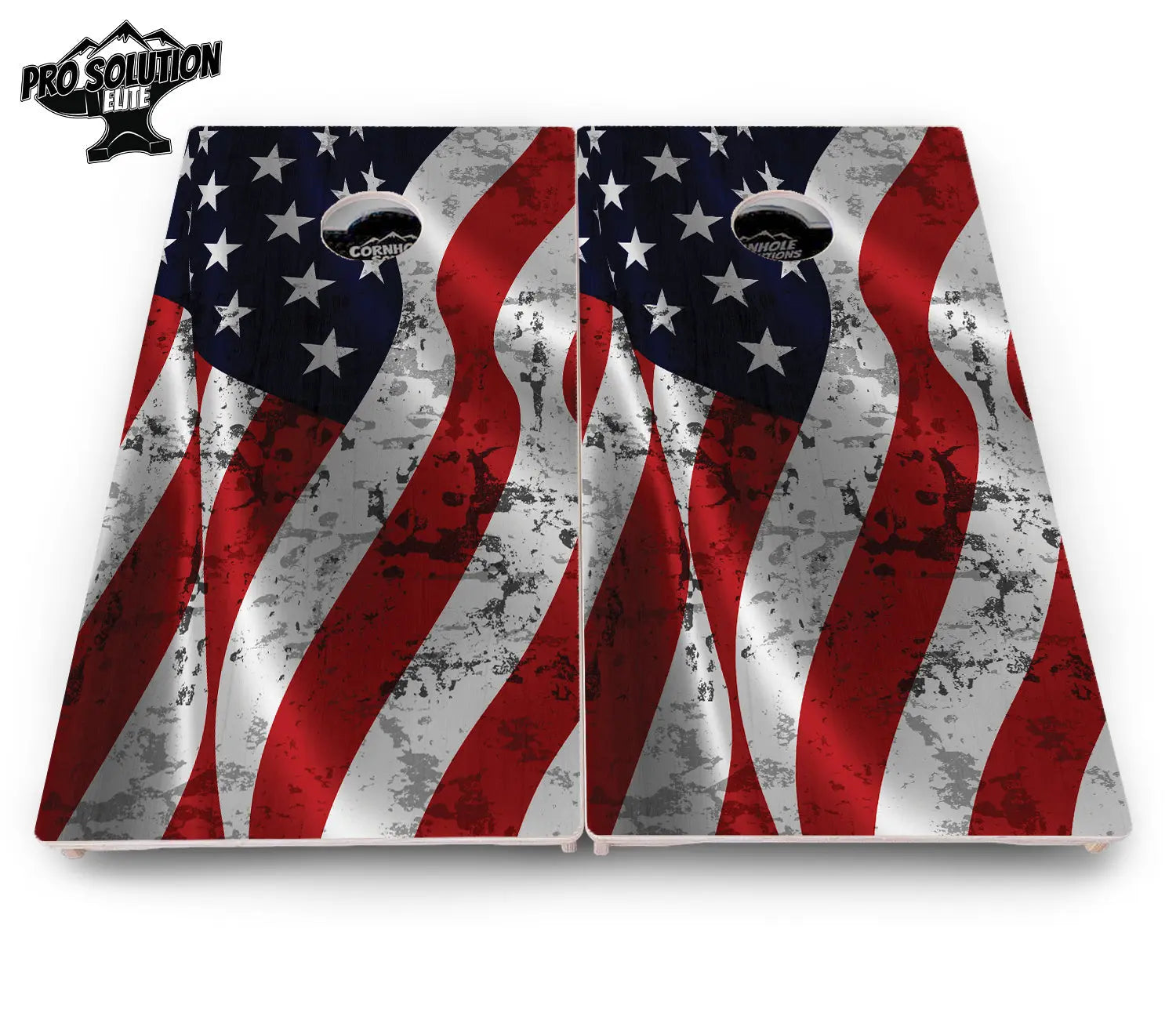 Wavy Distressed Flag Cornhole Boards - Pro Solution Elite Series Cornhole Solutions
