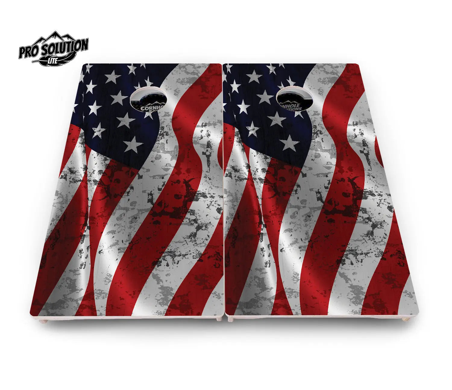 Wavy Distressed Flag Cornhole Boards - Pro Solution Lite Series Cornhole Solutions