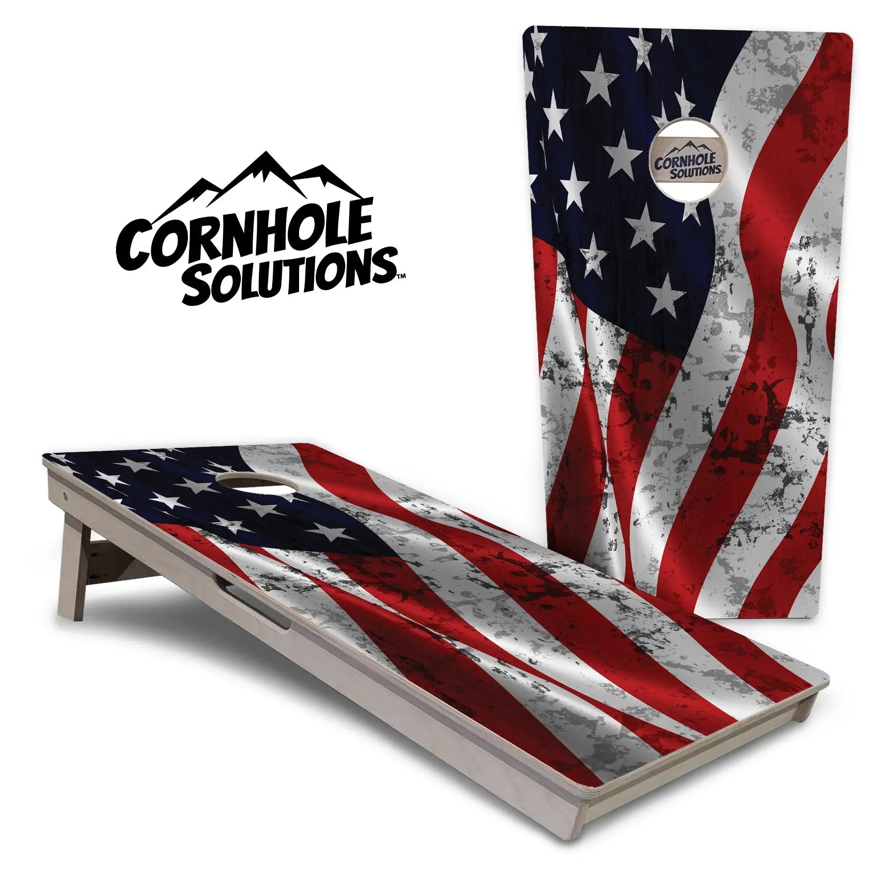 Wavy Distressed Flag Cornhole Boards - Professional Tournament Series Cornhole Solutions