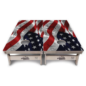 Wavy Distressed Flag Cornhole Boards - Professional Tournament Series Cornhole Solutions
