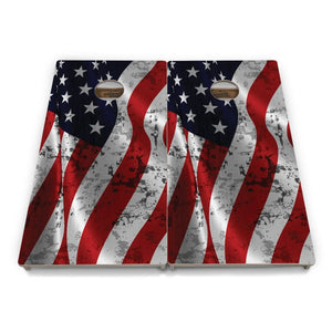 Wavy Distressed Flag Cornhole Boards - Professional Tournament Series Cornhole Solutions