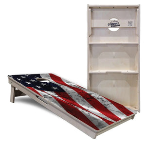 Wavy Distressed Flag Cornhole Boards - Professional Tournament Series Cornhole Solutions