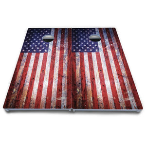 Weathered Flag Cornhole Boards - All Weather Series Cornhole Solutions