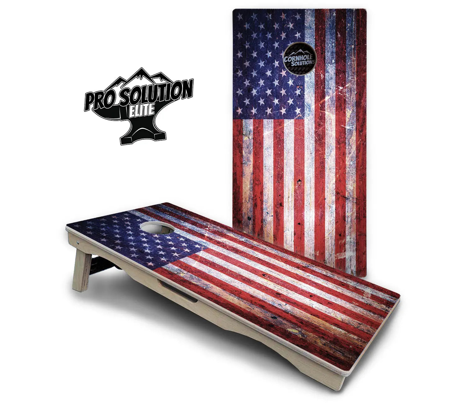 Weathered Flag Cornhole Boards - Pro Solution Elite Series Cornhole Solutions