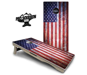 Weathered Flag Cornhole Boards - Pro Solution Elite Series Cornhole Solutions