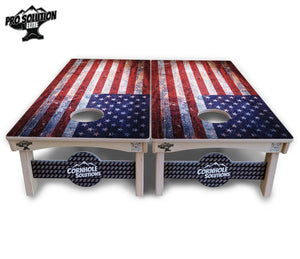 Weathered Flag Cornhole Boards - Pro Solution Elite Series Cornhole Solutions