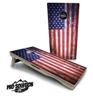 Weathered Flag Cornhole Boards - Pro Solution Lite Series Cornhole Solutions