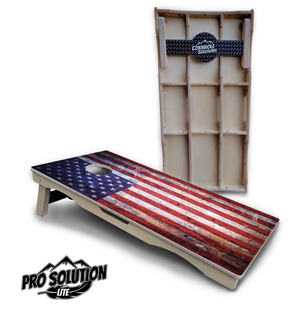 Weathered Flag Cornhole Boards - Pro Solution Lite Series Cornhole Solutions