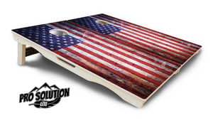Weathered Flag Cornhole Boards - Pro Solution Lite Series Cornhole Solutions
