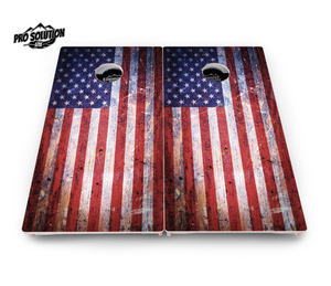 Weathered Flag Cornhole Boards - Pro Solution Lite Series Cornhole Solutions