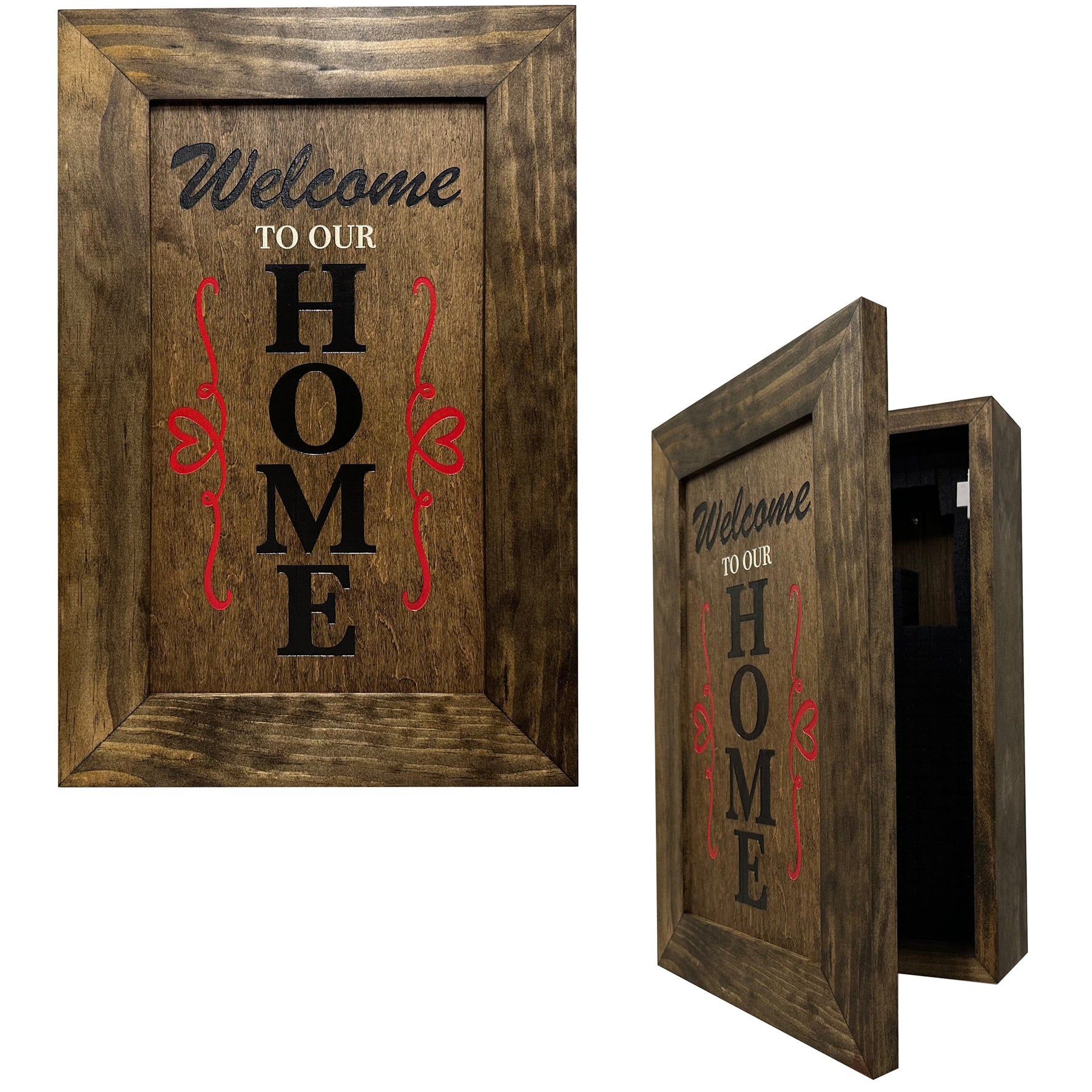 Hidden Gun Storage Cabinet Welcome to Our Home, Jacobean, Concealed Pistol Safe, Concealment Furniture, Handmade in the USA, Home Self Defense