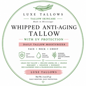 Whipped anti aging tallow label
