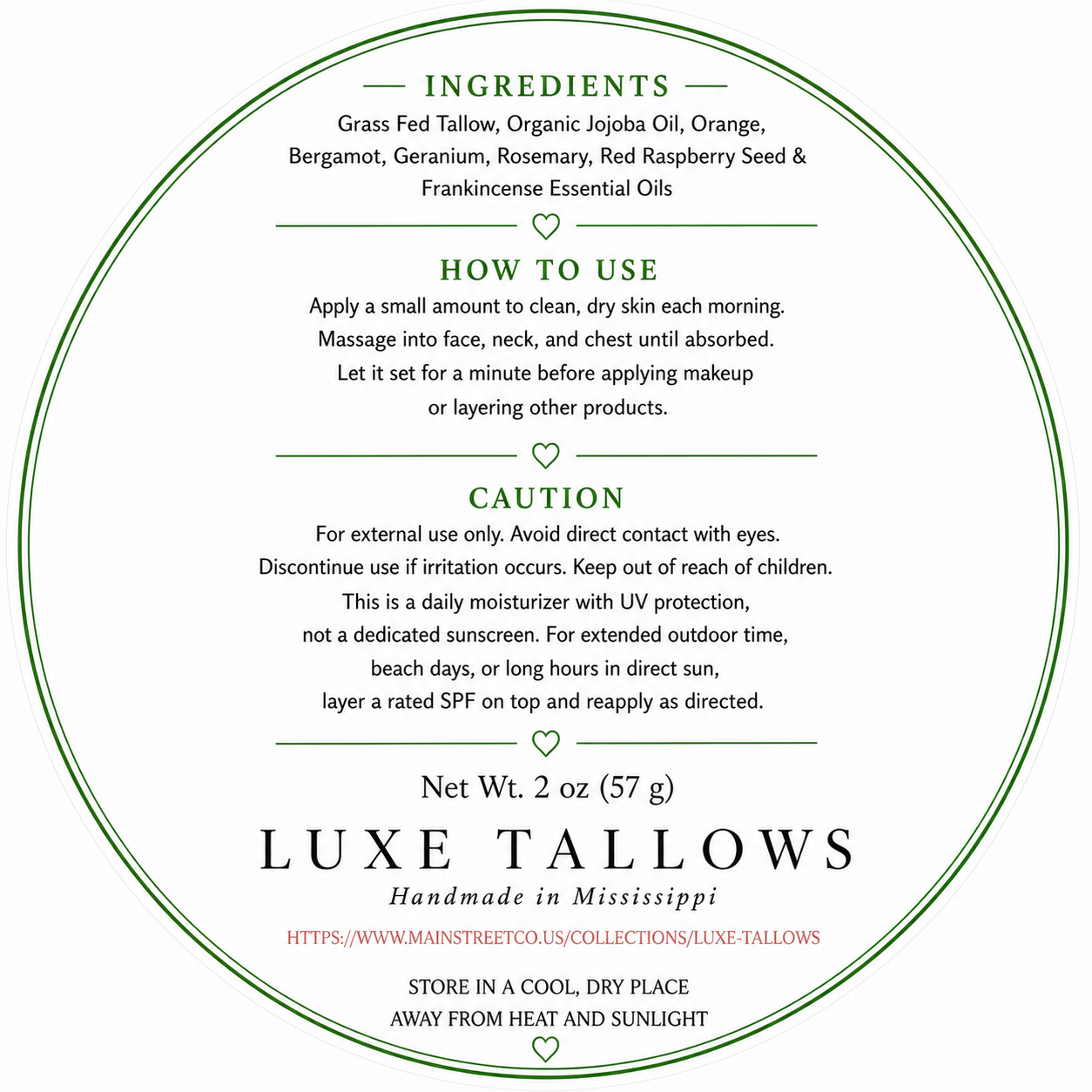 Whipped anti aging tallow ingredients label