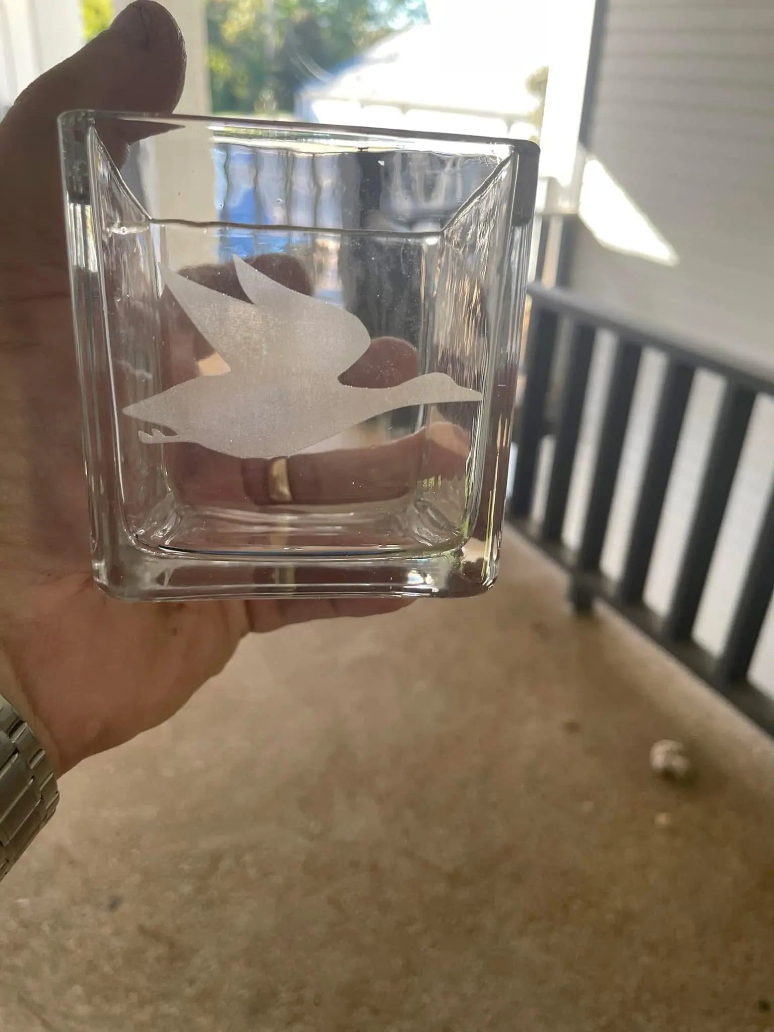 Etched Glass Whiskey Decanter with Bird Design: Stylish Bourbon Container for Home Bar, Customization Available