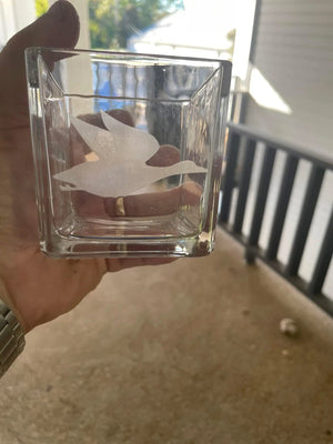 Etched Glass Whiskey Decanter with Bird Design: Stylish Bourbon Container for Home Bar, Customization Available
