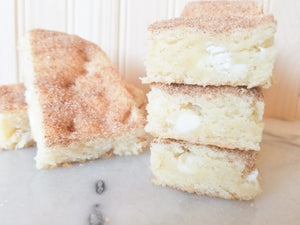 White Chocolate Snickerdoodle Blondies Let's Get Baked Artisan Desserts