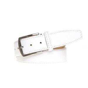 White leather belt for golf and statement style by Roger Ximenez