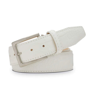 White textured leather belt for golf and statement style