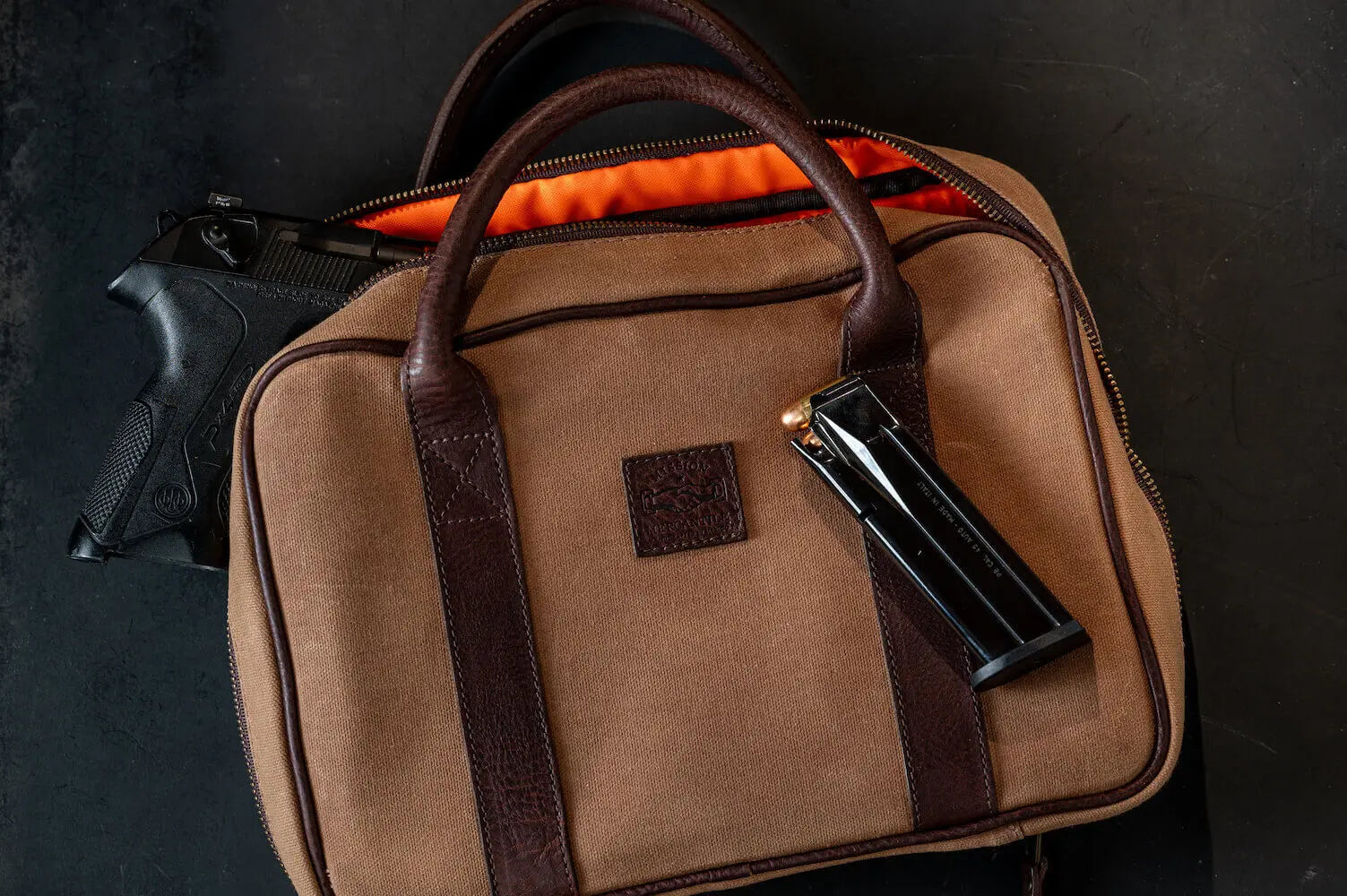White Wing Waxed Canvas Deluxe Pistol Case Mission Mercantile Leather Goods