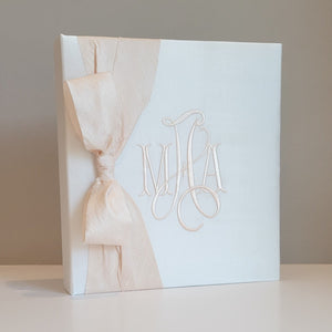 Baby Memory Book - White Silk (w/ SILK Bow)