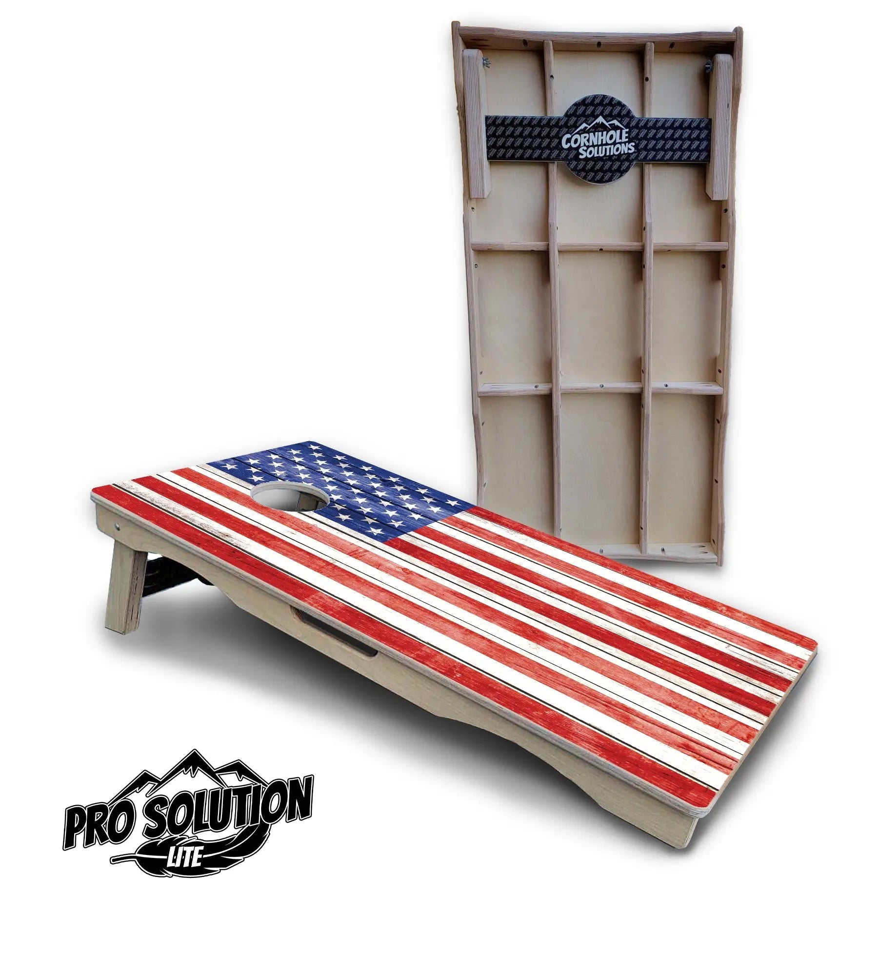 Whitewashed Flag Cornhole Boards - Pro Solution Lite Series Cornhole Solutions