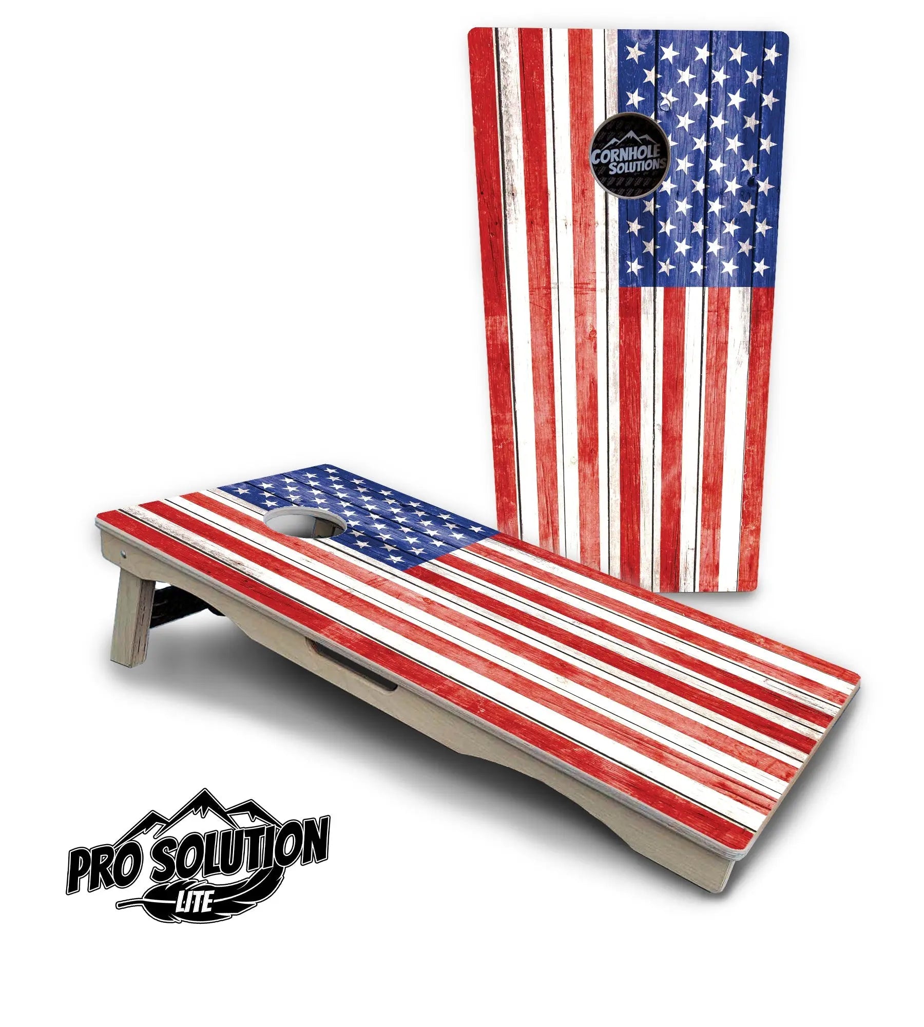 Whitewashed Flag Cornhole Boards - Pro Solution Lite Series Cornhole Solutions