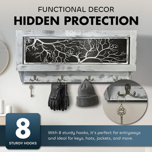 Winter Family Tree Gun Concealment Decor - Handcrafted Wooden Gun Cabinets - Gun Shelf Hidden Storage for Rifles, Shotguns, & Handguns - Quick Access Hidden Wall Safe