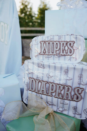 Wipes Pouch - Western Blues Clear Coat Bag KenzKustomz