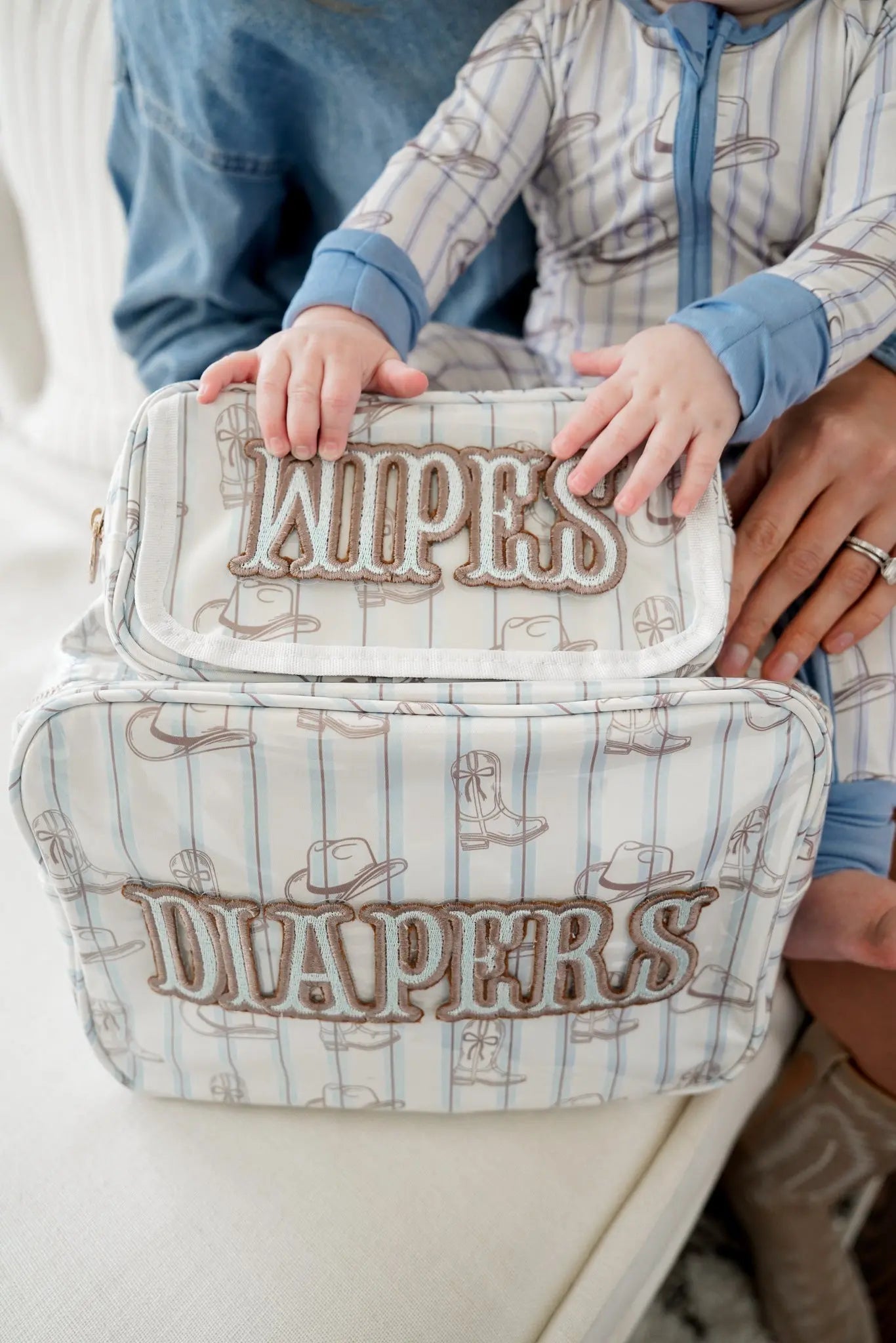 Wipes Pouch - Western Blues Clear Coat Bag KenzKustomz